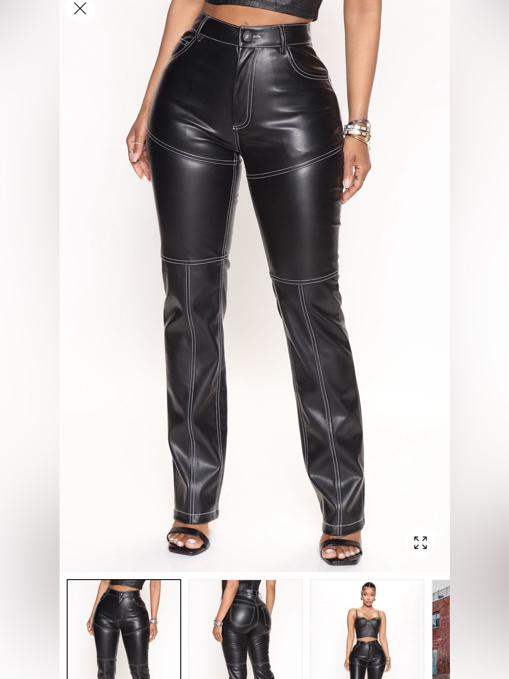 Fn High-Waist Black Faux Leather  Pants